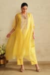 Buy Saisha Yellow Organza, Silk Embroidery Round Neck Lemon Kaftan Set Online at Aza Fashions Buy_Saisha_Yellow Organza, Silk Embroidery Round Neck Lemon Kaftan Set _Online_at_Aza_Fashions