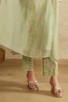Buy_Saisha_Green Organza, Cotton Embroidery Round Neck Sea Kaftan Set _Online_at_Aza_Fashions