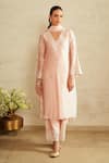Buy_Saisha_Pink Chanderi , Cotton, Chanderi, Lace, Embroidery Baby Kurta Set _at_Aza_Fashions