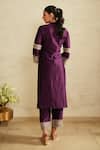Saisha_Purple Chanderi Silk, Chanderi, Silk, Organza Embroidery Mandarin Kurta Set _Online_at_Aza_Fashions