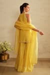 Shop_Saisha_Yellow Chanderi Silk, Organza Sequins, Embroidery Round Neck Lemon Kurta Set _at_Aza_Fashions