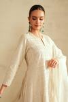 Saisha_Ivory Silk, Organza Sequins, Embroidery Round Neck Jhalak Kurta Set _at_Aza_Fashions
