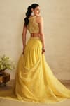Shop Saisha Yellow Georgette, Organza Sequins, Embroidery Round Neck Lemon Lehenga Set at Aza Fashions Shop_Saisha_Yellow Georgette, Organza Sequins, Embroidery Round Neck Lemon Lehenga Set _at_Aza_Fashions