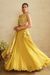 Buy Saisha Yellow Georgette, Organza Sequins, Embroidery Round Neck Lemon Lehenga Set at Aza Fashions Buy_Saisha_Yellow Georgette, Organza Sequins, Embroidery Round Neck Lemon Lehenga Set _at_Aza_Fashions