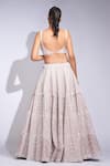 Shop_Shruti S_Rose Gold Silk, Organza Sequins, Pearls Square Neck Embroidered Lehenga Set _at_Aza_Fashions