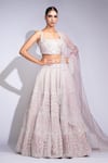 Buy_Shruti S_Rose Gold Silk, Organza Sequins, Pearls Square Neck Embroidered Lehenga Set _at_Aza_Fashions