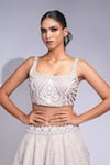 Buy_Shruti S_Rose Gold Silk, Organza Sequins, Pearls Square Neck Embroidered Lehenga Set _Online_at_Aza_Fashions