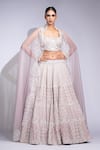 Shruti S_Rose Gold Silk, Organza Sequins, Pearls Square Neck Embroidered Lehenga Set _at_Aza_Fashions