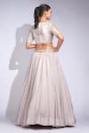 Shop_Shruti S_Beige Silk, Organza Zari, Sequins Square Neck Embroidered Lehenga Set _at_Aza_Fashions
