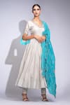Buy_Shruti S_Beige Silk, Shantoon, Organza Zari, Embroidery V-neck Anarkali Set 