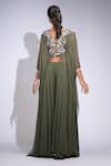 Shop_Shruti S_Green Georgette Sequins, Embroidery Round Neck Asymmetric Tunic And Sharara Set _at_Aza_Fashions