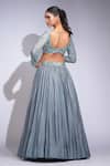 Shop_Shruti S_Gray Silk, Organza Sequins Square Neck Grey Lehenga Set _at_Aza_Fashions