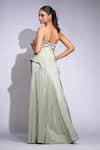 Shop_Shruti S_Green Satin Sequins Open Neck Up-cycled Dress _at_Aza_Fashions