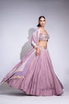Shruti S_Purple Silk Sequins Sweetheart Neck Embroidered Lehenga Set _Online_at_Aza_Fashions