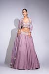 Shop_Shruti S_Purple Silk Sequins Sweetheart Neck Embroidered Lehenga Set _Online_at_Aza_Fashions