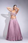 Shruti S_Purple Silk Sequins Sweetheart Neck Embroidered Lehenga Set _at_Aza_Fashions