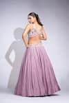 Shop_Shruti S_Purple Silk Sequins Sweetheart Neck Embroidered Lehenga Set _at_Aza_Fashions