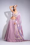 Buy_Shruti S_Purple Silk Sequins Sweetheart Neck Embroidered Lehenga Set 