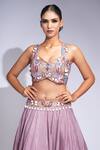 Shop_Shruti S_Purple Silk Sequins Sweetheart Neck Embroidered Lehenga Set 