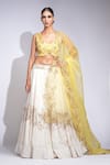 Buy_Shruti S_Off White Silk, Organza Sequins, Beads Butter Yellow Embroidered Lehenga Set _at_Aza_Fashions