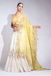 Buy_Shruti S_Off White Silk, Organza Sequins, Beads Butter Yellow Embroidered Lehenga Set 