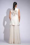 Shop_Shruti S_Off White Silk, Organza Zari V-neck Embroidered Kurta Sharara Set _at_Aza_Fashions
