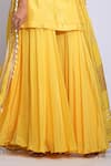 Shruti S_Yellow Silk, Crepe Sequins, Embroidery Square Neck Kurta Sharara Set _Online_at_Aza_Fashions