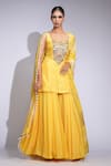 Buy_Shruti S_Yellow Silk, Crepe Sequins, Embroidery Square Neck Kurta Sharara Set _Online_at_Aza_Fashions