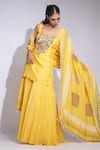 Shop_Shruti S_Yellow Silk, Crepe Sequins, Embroidery Square Neck Kurta Sharara Set _Online_at_Aza_Fashions