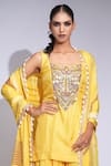 Buy_Shruti S_Yellow Silk, Crepe Sequins, Embroidery Square Neck Kurta Sharara Set 