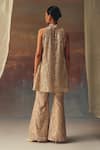Shop_Twenty Nine_Gold Net Sequins, Beads High Neck Designer Tunic _at_Aza_Fashions
