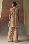 Shop_Twenty Nine_Gold Net Sequins Designer Bell Bottom Pant _at_Aza_Fashions
