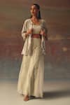Buy_Twenty Nine_Silver Georgette Sequins Round Neck Classic Scallop Jacket _Online_at_Aza_Fashions