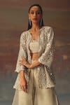 Buy_Twenty Nine_Silver Georgette Sequins Round Neck Classic Scallop Jacket _at_Aza_Fashions