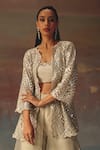 Buy_Twenty Nine_Silver Georgette Sequins Bandeau Neck Designer _at_Aza_Fashions