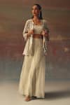 Buy_Twenty Nine_Silver Dupion Sequins Double Layered Palazzo _at_Aza_Fashions
