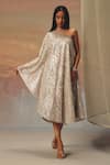 Buy_Twenty Nine_Silver Georgette Sequins One Shoulder Designer Dress _at_Aza_Fashions