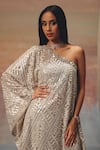 Buy_Twenty Nine_Silver Georgette Sequins One Shoulder Designer Dress 