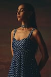 Buy_Twenty Nine_Blue Net Sequins, Embroidery Sweetheart Neck Designer Peplum Tunic _Online_at_Aza_Fashions