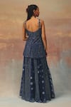 Shop_Twenty Nine_Blue Net Sequins, Embroidery Sweetheart Neck Designer Peplum Tunic _at_Aza_Fashions