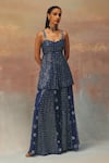 Buy_Twenty Nine_Blue Net Sequins Designer Flared Sharara _at_Aza_Fashions