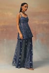 Buy_Twenty Nine_Blue Net Sequins Designer Flared Sharara 