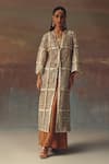 Buy_Twenty Nine_Beige Net Sequins, Embroidery Open Neck Multicolour Designer Jacket _at_Aza_Fashions