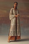 Twenty Nine_Beige Net Sequins, Embroidery Open Neck Multicolour Designer Jacket _Online_at_Aza_Fashions