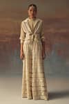Buy_Twenty Nine_Ivory Net Shawl Neck Designer Gilet Jacket _at_Aza_Fashions