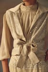 Shop_Twenty Nine_Ivory Net Shawl Neck Designer Gilet Jacket _Online_at_Aza_Fashions