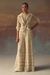 Buy_Twenty Nine_Ivory Georgette Sequins Collared Designer Shirt _at_Aza_Fashions