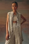 Buy_Twenty Nine_Silver Georgette Sequins Open Neck Designer Jacket _at_Aza_Fashions