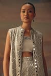 Shop_Twenty Nine_Silver Georgette Sequins Flared Sharara _Online_at_Aza_Fashions
