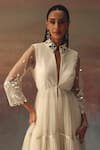 Shop_Twenty Nine_Ivory Net Sequins, Embroidery Mandarin Collar Anarkali Jacket _Online_at_Aza_Fashions